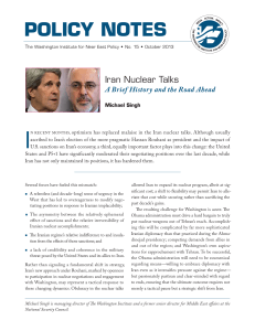 I POLICY NOTES Iran Nuclear Talks A Brief History and the Road Ahead
