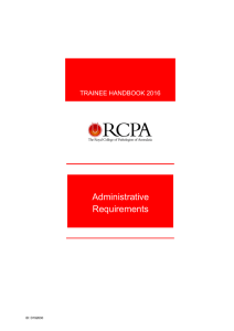 Administrative Requirements TRAINEE HANDBOOK 2016