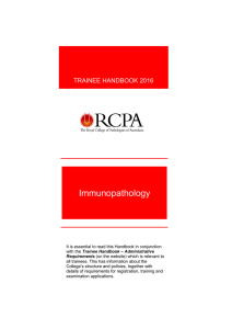 Immunopathology  TRAINEE HANDBOOK 2016