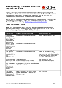 Immunopathology Transitional Assessment Requirements in 2016