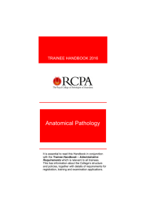 Anatomical Pathology  TRAINEE HANDBOOK 2016