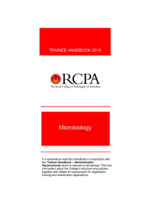 Microbiology  TRAINEE HANDBOOK 2016