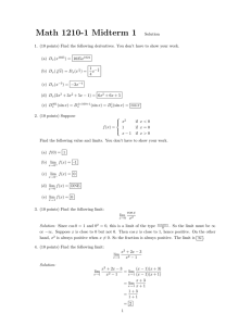 Math 1210-1 Midterm 1
