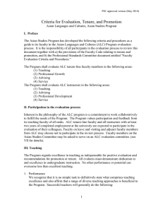 Criteria for Evaluation, Tenure, and Promotion