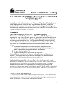 School of Business and Leadership  FACULTY EVALUATION