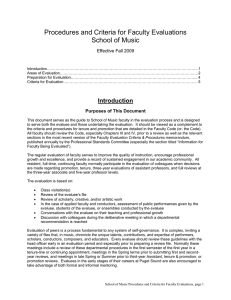 Procedures and Criteria for Faculty Evaluations School of Music Effective Fall 2009