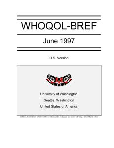 WHOQOL-BREF June 1997 U.S. Version University of Washington