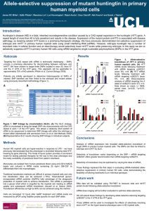 Allele-selective suppression of mutant huntingtin in primary human myeloid cells