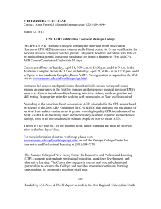 FOR IMMEDIATE RELEASE CPR AED Certification Course at Ramapo College