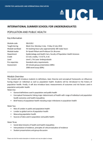 INTERNATIONAL SUMMER SCHOOL FOR UNDERGRADUATES POPULATION AND PUBLIC HEALTH Key Information