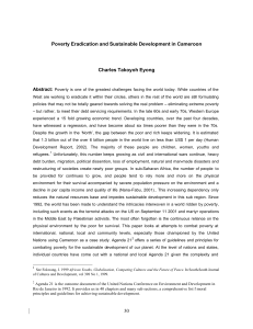 Poverty Eradication and Sustainable Development in Cameroon Charles Takoyoh Eyong Abstract: