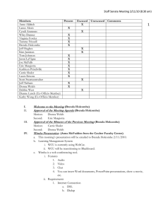 1 Welcome to the Meeting Approval of the Meeting Agenda