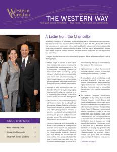 THE WESTERN WAY A Letter from the Chancellor