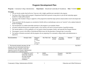 Program Development Plan  Program: Department: