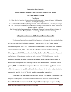 Western Carolina University College Student Personnel (CSP) Academic Program Review Report