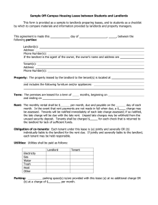 This form is provided as a sample to landlords preparing... by which to compare materials and information provided by landlords... Sample Off-Campus Housing Lease between Students and Landlords