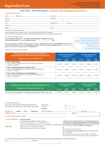 Registration Form www.ISPE.org/2012AsepticEUConference SAVE TIME – REGISTER ONLINE: