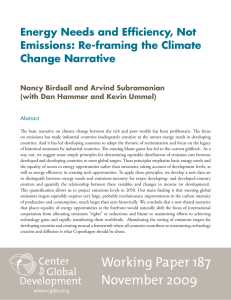 Energy Needs and Efficiency, Not Emissions: Re-framing the Climate Change Narrative