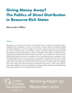 Giving Money Away? The Politics of Direct Distribution in Resource-Rich States Alexandra Gillies