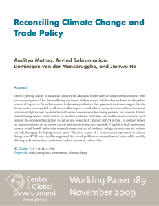 Reconciling Climate Change and Trade Policy Aaditya Mattoo, Arvind Subramanian,