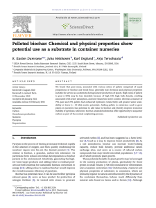 Pelleted biochar: Chemical and physical properties show