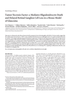 Tumor Necrosis Factor- of Glaucoma Mediates Oligodendrocyte Death