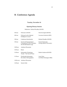 B. Conference Agenda Tuesday, November 16 Opening Plenary Session