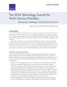 The 2014 Technology Summit for Victim Service Providers SUMMIT REPORT