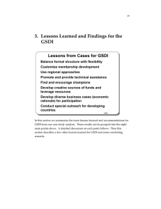 3.  Lessons Learned and Findings for the GSDI