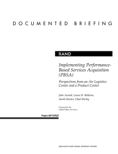 R Implementing Performance- Based Services Acquisition (PBSA)