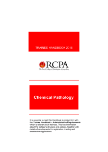 Chemical Pathology  TRAINEE HANDBOOK 2016
