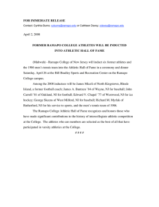 FOR IMMEDIATE RELEASE April 2, 2008 INTO ATHLETIC HALL OF FAME