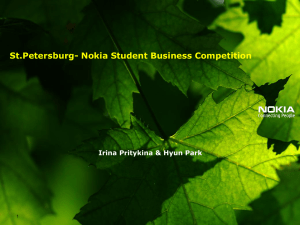 St.Petersburg- Nokia Student Business Competition Irina Pritykina &amp; Hyun Park 1