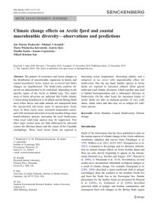 Climate change effects on Arctic fjord and coastal —observations and predictions