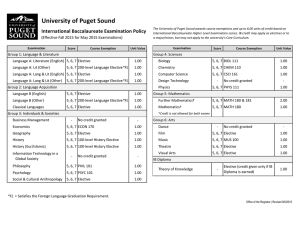 University of Puget Sound International Baccalaureate Examination Policy