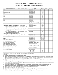 PUGET SOUND COURSE CHECKLIST MUSIC ED., Choral &amp; General (Precert.)