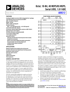 Octal, 10-Bit, 40 MSPS/65 MSPS, Serial LVDS, 1.8 V ADC AD9212 Data Sheet