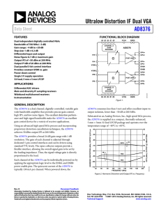 Ultralow Distortion IF Dual VGA AD8376 Data Sheet FEATURES