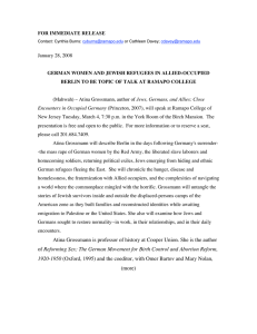 FOR IMMEDIATE RELEASE January 28, 2008 Jews, Germans, and Allies: Close