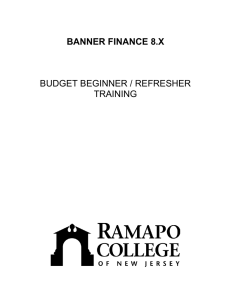 BANNER FINANCE 8.X BUDGET BEGINNER / REFRESHER TRAINING