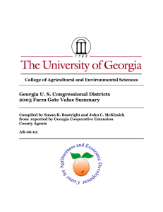 Georgia U. S. Congressional Districts 2005 Farm Gate Value Summary