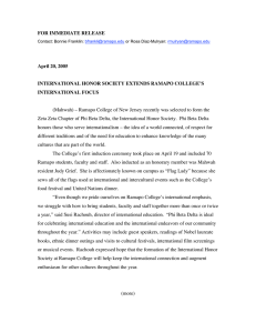 FOR IMMEDIATE RELEASE April 20, 2005 INTERNATIONAL HONOR SOCIETY EXTENDS RAMAPO COLLEGE’S