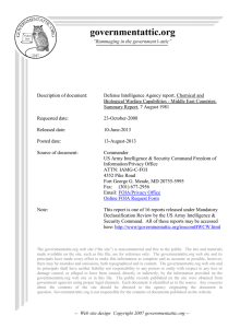 Description of document: Defense Intelligence Agency report, Chemical and
