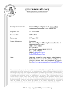 Description of document: Defense Intelligence Agency report, Tissue Culture