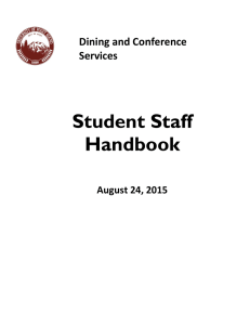 Student Staff Handbook Dining and Conference