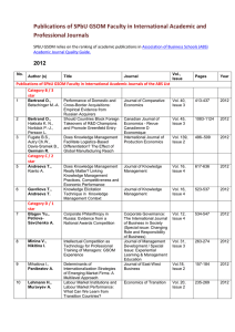 Publications of SPbU GSOM Faculty in International Academic and Professional Journals 2012