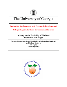 The University of Georgia A Study on the Feasibility of Biodiesel