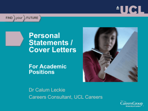 Personal Statements / Cover Letters