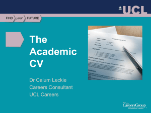 The Academic CV Dr Calum Leckie