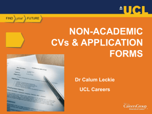 NON-ACADEMIC CVs &amp; APPLICATION FORMS Dr Calum Leckie